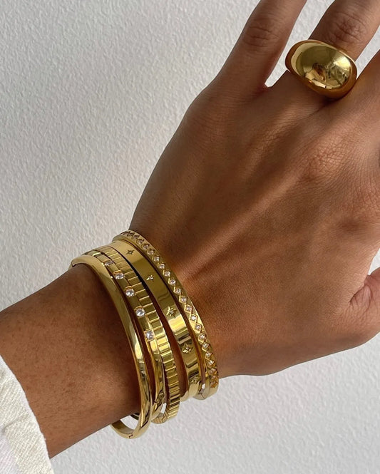 Fashion Punk Gold Color Bangles for Women Men Trendy Stainless Steel Metal Bracelets Bohemian Jewelry
